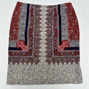 Lucky Brandt Skirt Knee Length Straight Pencil Zip Boho Paisley NWT Size Large